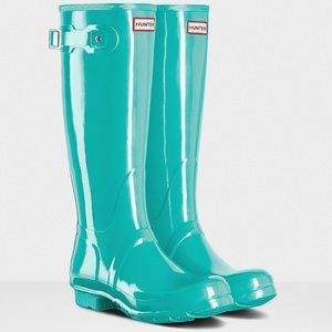 Teal Hunter high gloss rain boots